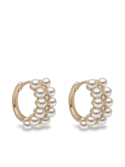 Yoko London 18kt yellow gold Eclipse Akoya pearl and diamond hoop earrings Gold QYE22526X