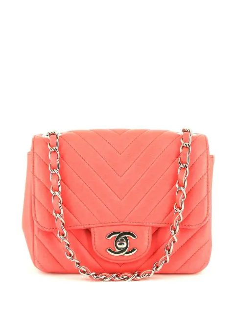 CHANEL Pre-Owned Timeless mini Chevron Classic Flap shoulder bag Pink 388558