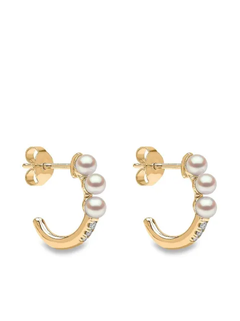 Yoko London 18kt yellow gold Eclipse Akoya pearl and diamond hoop earrings Gold QYE22596X