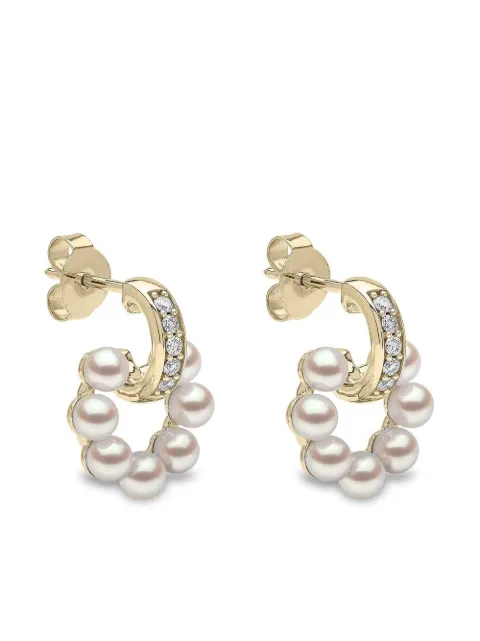 Yoko London 18kt yellow gold Eclipse Akoya pearl and diamond hoop earrings Gold QYE22556X