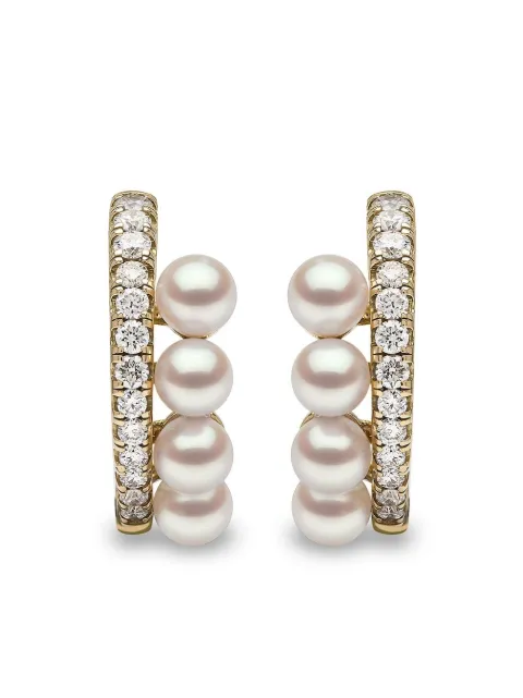 Yoko London 18kt yellow gold Eclipse Akoya pearl and diamond hoop earrings Gold QYE22546X