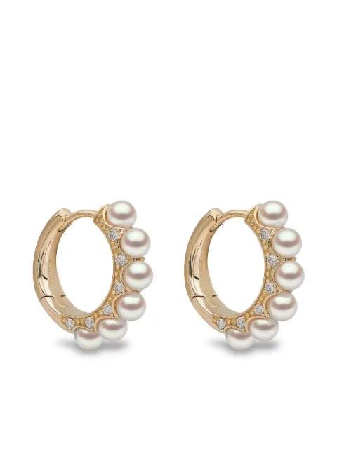 Yoko London 18kt yellow gold Eclipse Akoya pearl and diamond hoop earrings Gold QYE22516X