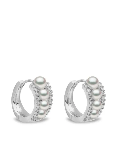 Yoko London 18kt white gold Eclipse Akoya pearl and diamond hoop earrings Silver QYE22507X