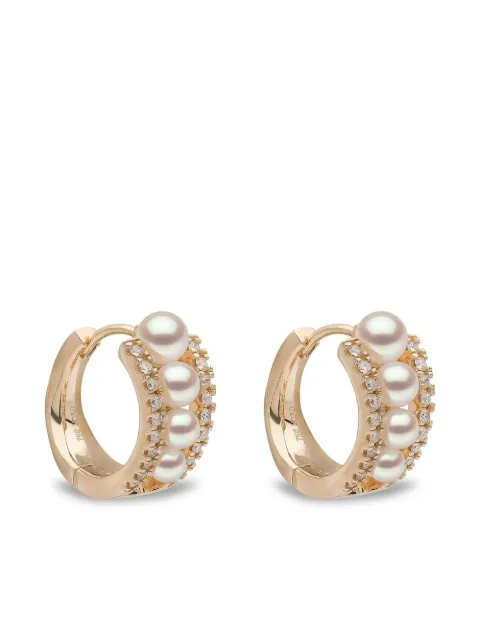 Yoko London 18kt yellow gold Eclipse Akoya pearl and diamond hoop earrings Gold QYE22506X