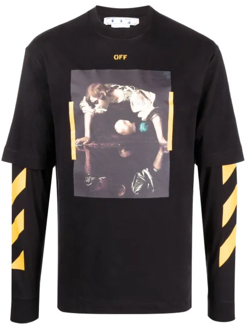 Off-White Caravaggio painting Arrows-print top Black OMAB068C99JER0031018