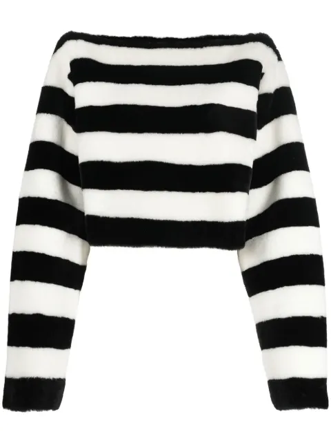 Balmain boat-neck striped jumper Black YF1AO083LB73