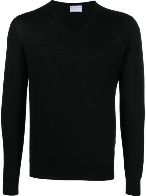 Fedeli v-neck long-sleeve jumper Black 5UI05707CC