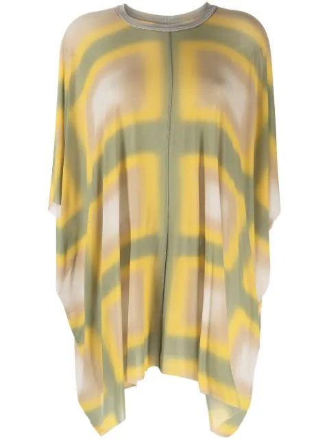 Rick Owens Minerva draped geometric-print top Yellow RP01C5204BZP2