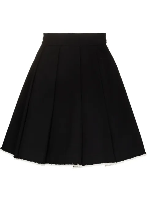 SHUSHU/TONG pleated raw-hem skirt Black AW22SK02