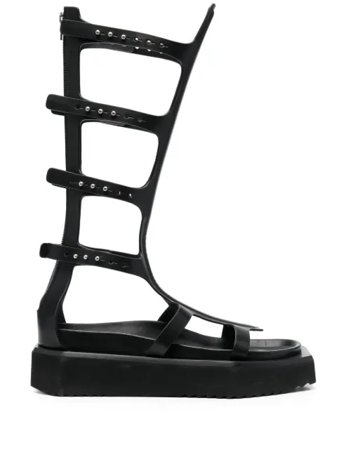 Rick Owens Cyclops Spartan leather sandals Black RP01C5873LPO