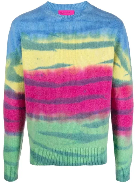 The Elder Statesman striped tie-dye cashmere jumper Green 220106