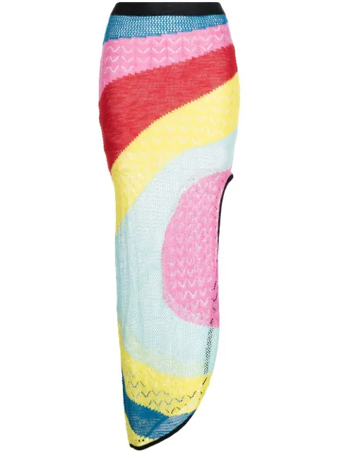 STAUD striped asymmetric knitted skirt Multicolour 3812710
