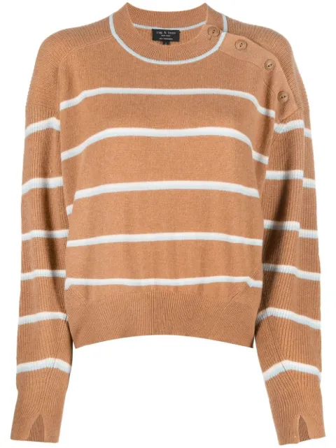 rag & bone striped cashmere jumper Brown WAS22P032AU33