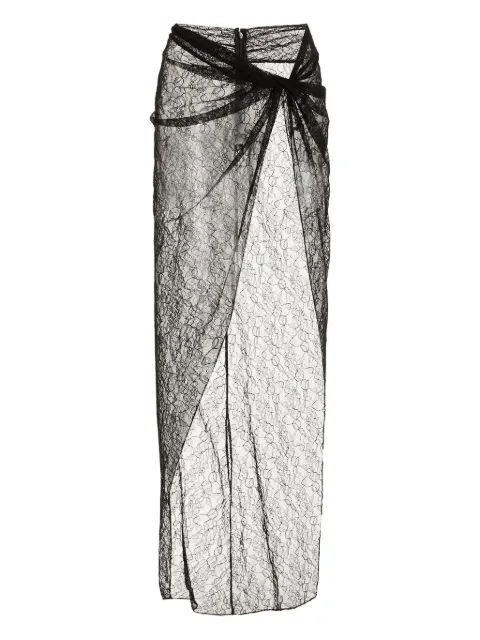 LaQuan Smith lace wrap cover-up Black LSS22S010