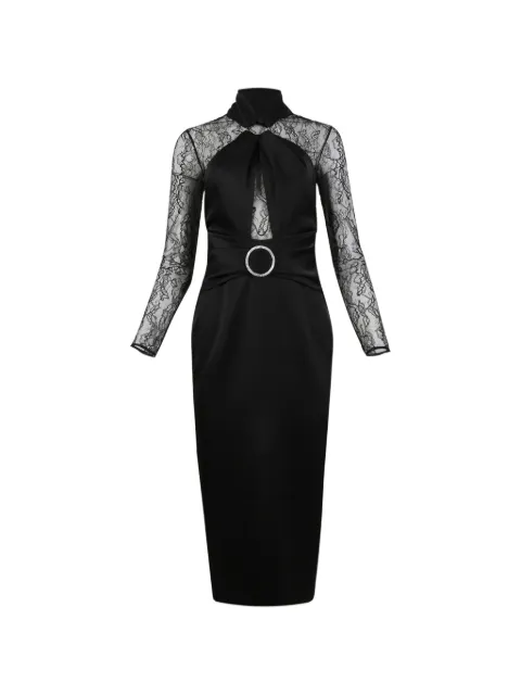 RASARIO draped midi dress Black 0053S221
