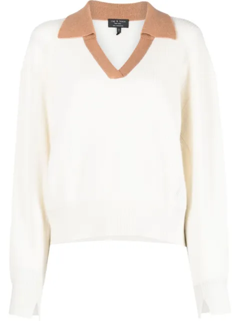rag & bone collared cashmere jumper White WAS22P019AU19