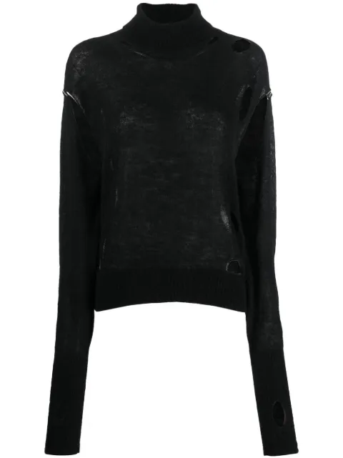 MM6 Maison Margiela distressed high-neck jumper Black S52HA0257S18057