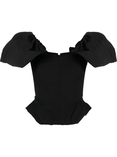 V:PM ATELIER Galaxy puff-sleeve top Black VP111B