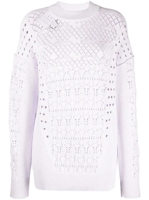 The Attico open-knit crew-neck jumper Purple 227WCK64KC059