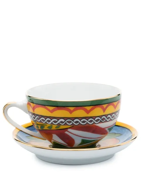 Dolce & Gabbana archive-print porcelain tea set Yellow TC0102TCA16