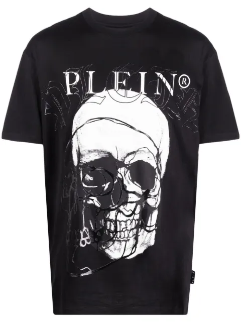 Philipp Plein skull print cotton T-shirt Black FABCMTK5634PJY002N