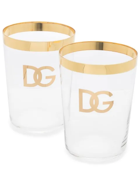 Dolce & Gabbana logo-print drinking glasses (set of two) Neutrals TCBS03TCAGE