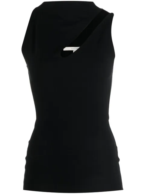 MANURÍ Bambina asymmetrical-neckline top Black MRTEW1101