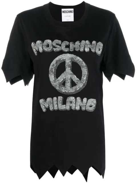Moschino logo-print detail T-shirt Black A07976041