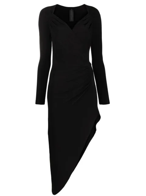 Norma Kamali long-sleeve asymmetric-hem dress Black KK2223PL699