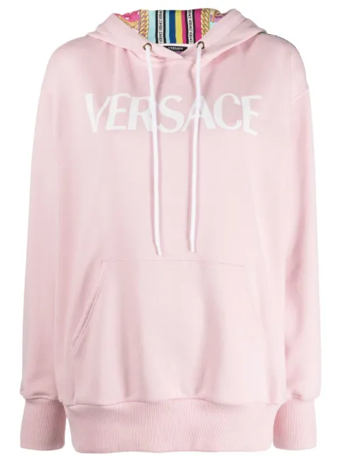 Versace panelled print hooded sweatshirt Pink 10065631A04571