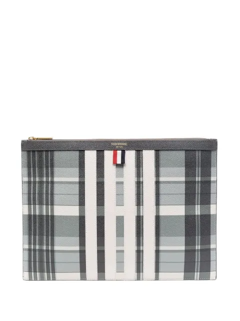 Thom Browne grosgrain-loop trim clutch bag Grey MAC155AL0041