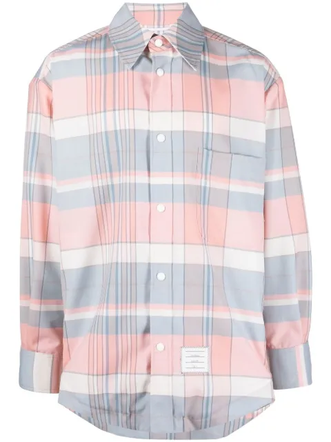 Thom Browne checked oversized shirt Pink MJO165AF0173