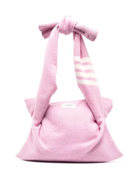Thom Browne stitch-merino crewneck sweater shell bag Pink UAG076AE0350