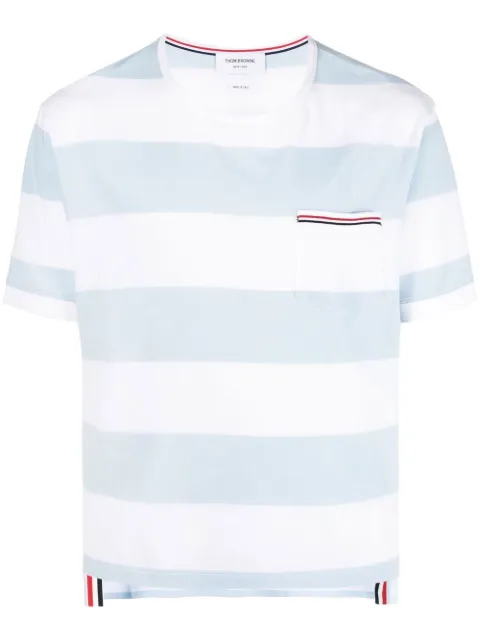 Thom Browne RWB pocket striped T-shirt Blue MJS201AJ0049