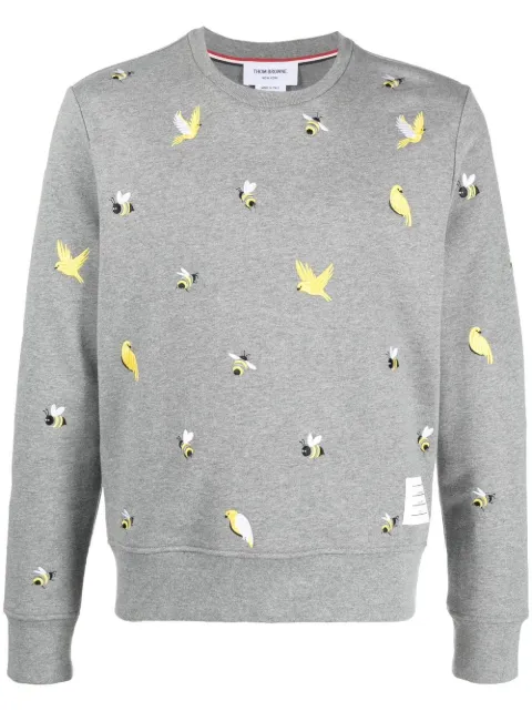 Thom Browne embroidered cotton sweatshirt Grey MJT367E06931