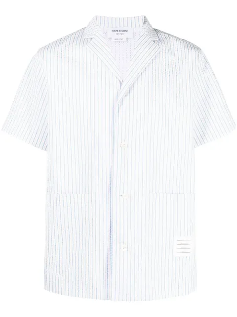 Thom Browne striped short-sleeved shirt Blue MWS310AF0009