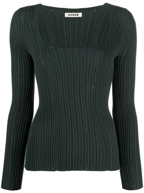 AERON Finesse ribbed-knit jumper Green AW22FWTO382424302