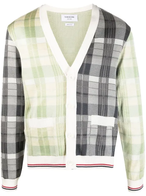 Thom Browne panelled checked cardigan White MKC449FY3504