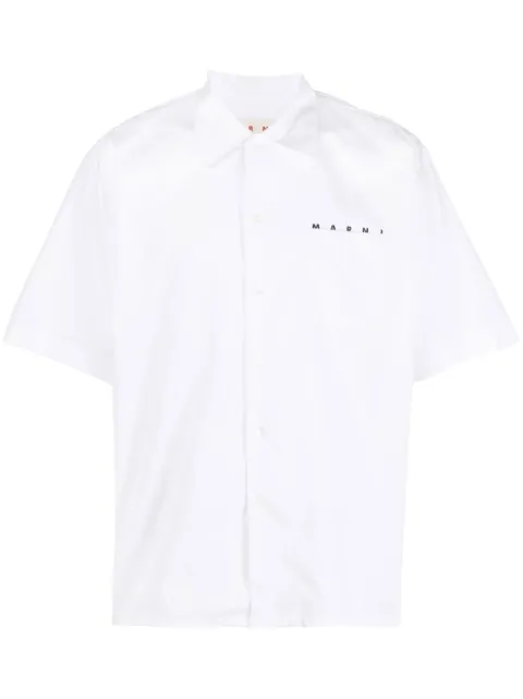 Marni white organic poplin bowling shirt with hidden logo White CUMU0213P8USCT88