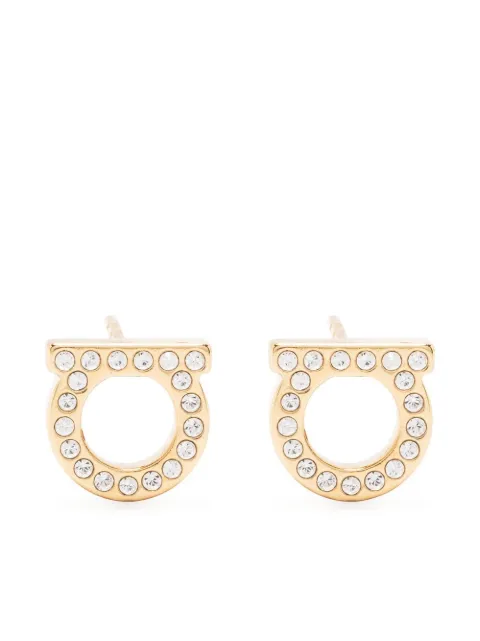 Ferragamo Gancini crystals earrings S Gold 696576