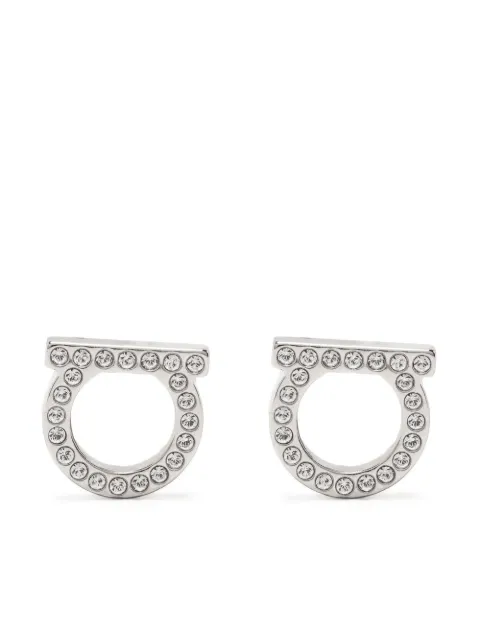 Ferragamo Gancini crystals earrings L Silver 696574