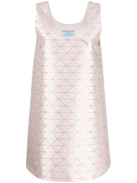 Prada rhinestone triangle pattern dress Pink P3H33RS2221085