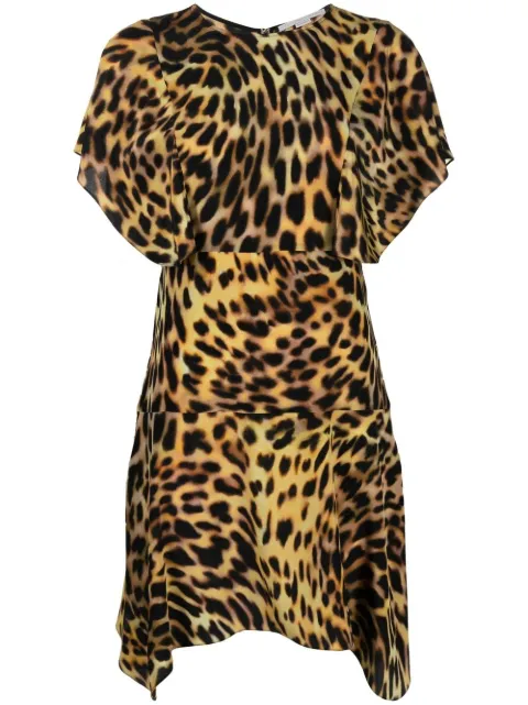 Stella McCartney leopard-print silk flounce dress Brown 6A00293AS200