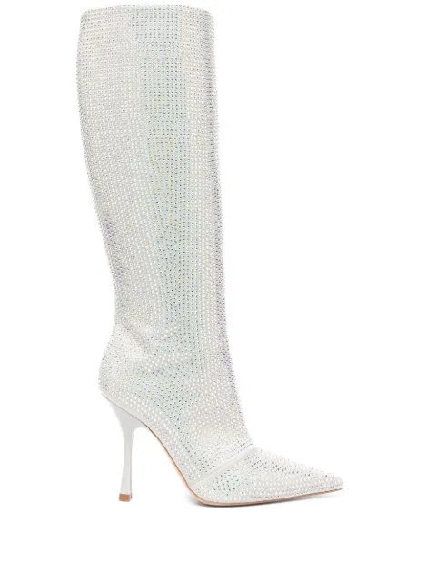 LIU JO x Leonie Hanne knee-high rhinestone boots Grey SA2711TX001