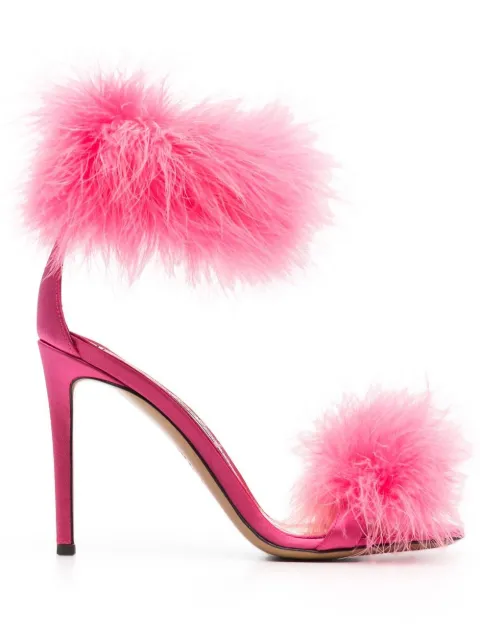 Alexandre Vauthier feather-detail open-toe sandals Pink AVE2001008