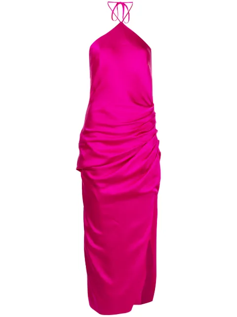 SIMKHAI Draped-Front embellished midi dress Pink 6221058QBOUGAINVILLEA
