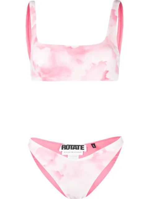 ROTATE BIRGER CHRISTENSEN logo-print tie-dye bikini Pink RT1348