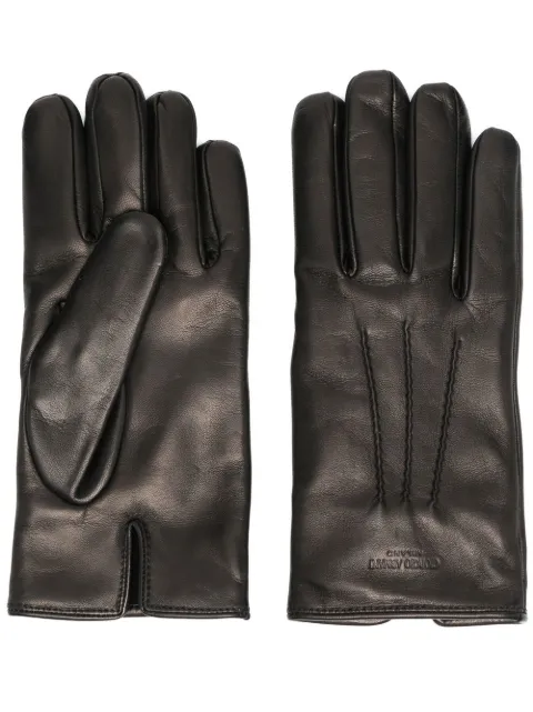 Giorgio Armani logo-stamped leather gloves Black 7441332F203
