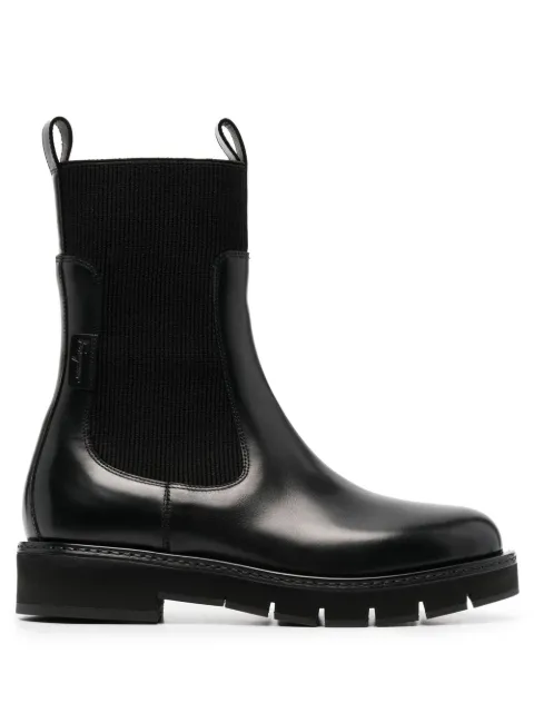 Ferragamo cleated-sole leather Chelsea boots Black 753853