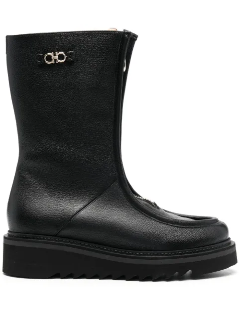 Ferragamo 50mm zip-front leather boots Black 756800